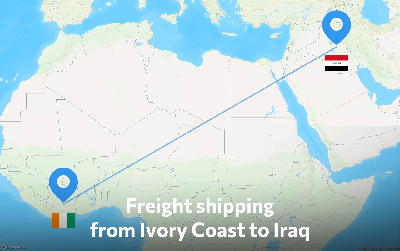 Shipping route from Ivory Coast to Iraq