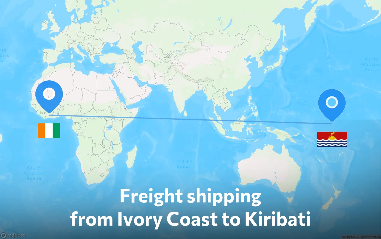 Shipping route from Ivory Coast to Kiribati
