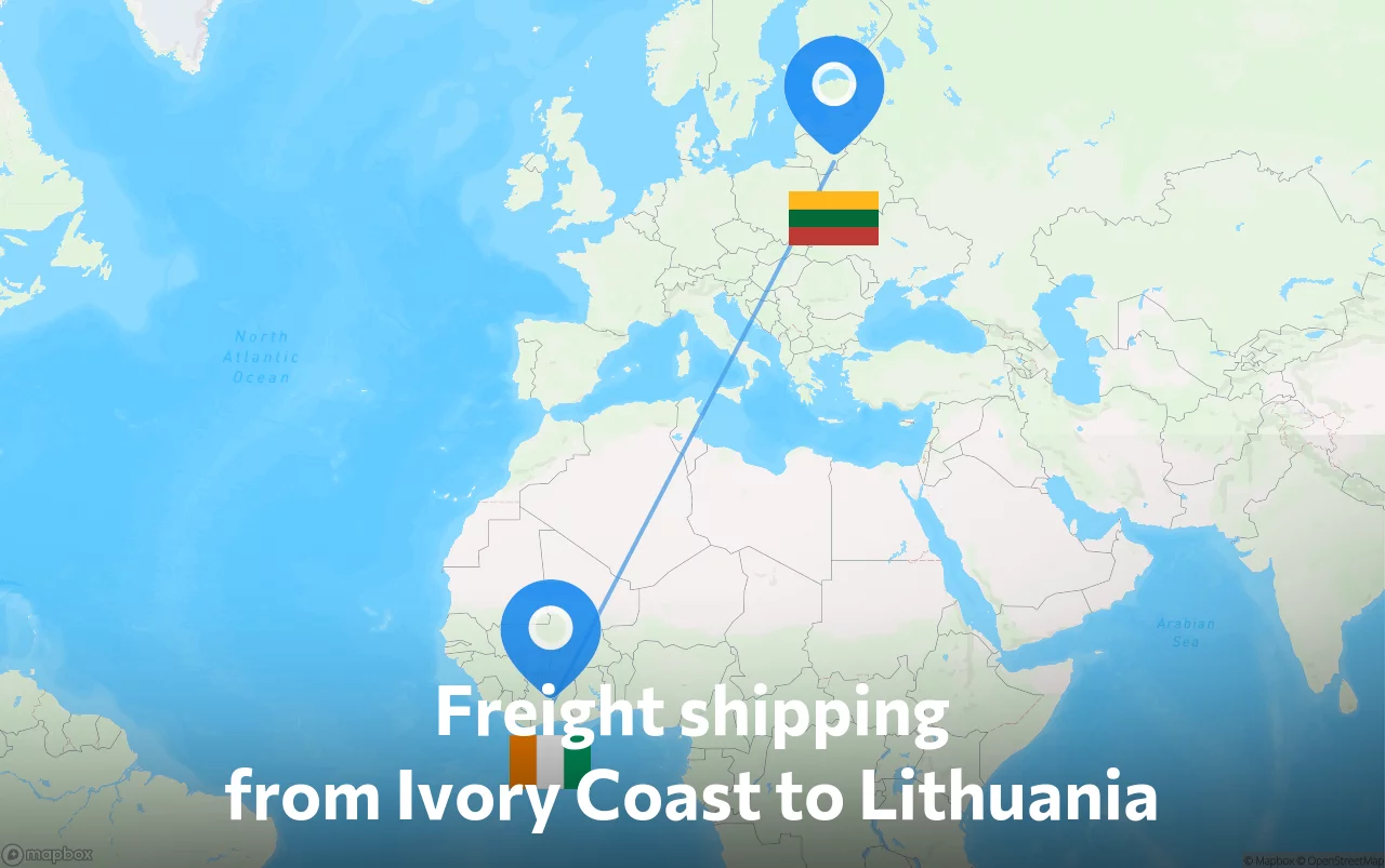 Shipping route from Ivory Coast to Lithuania