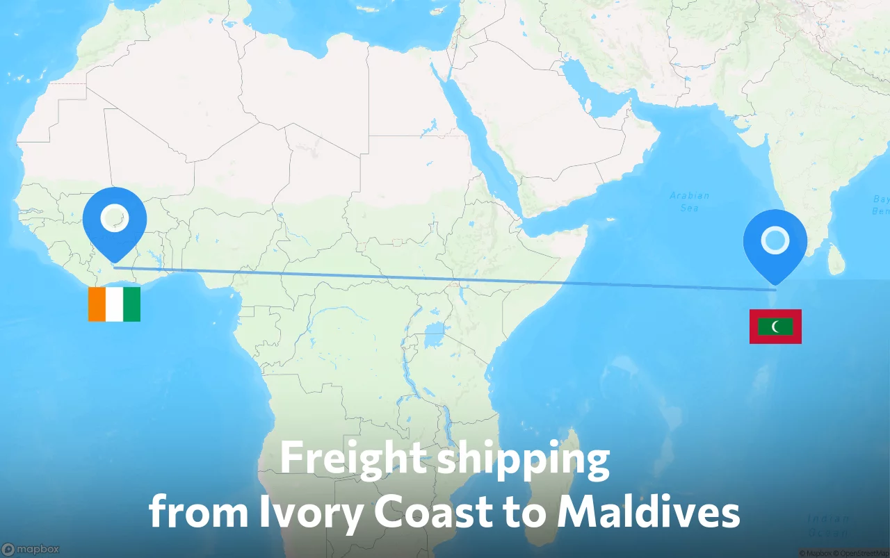 Shipping route from Ivory Coast to Maldives
