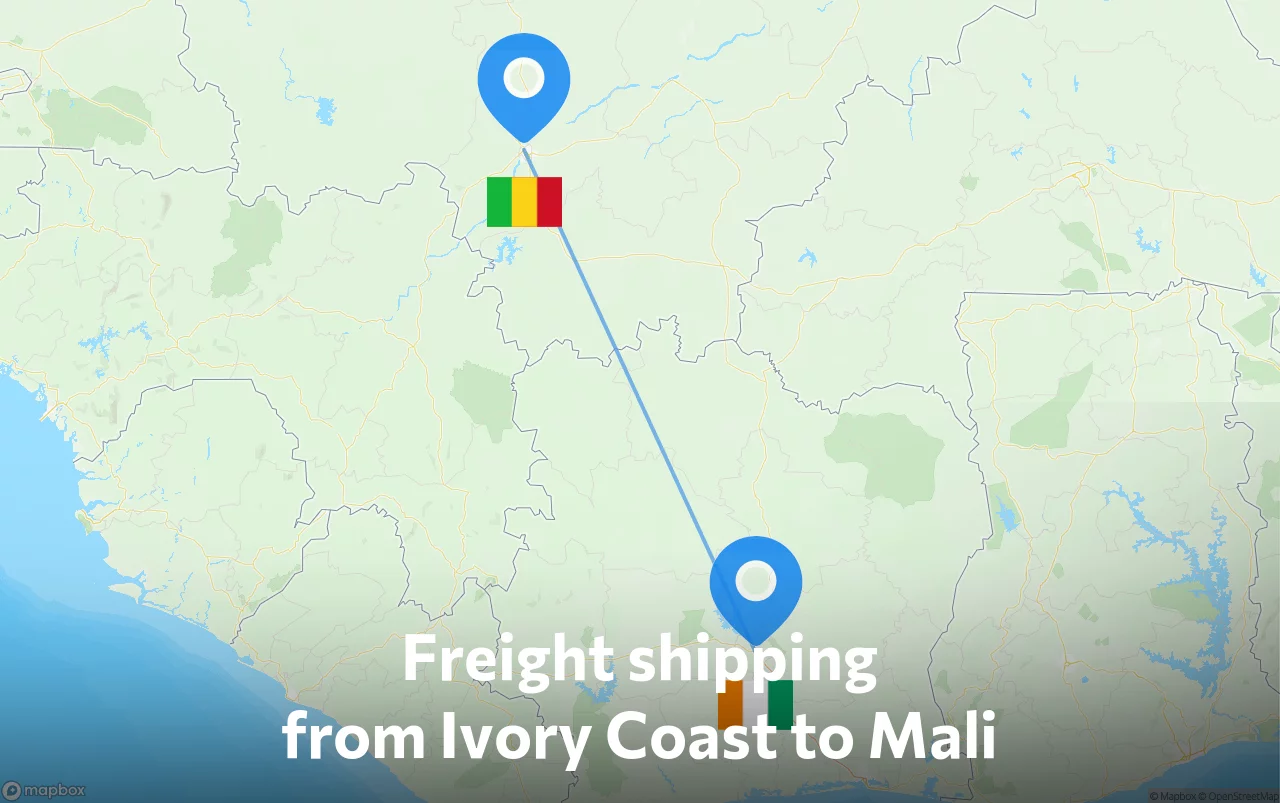 Shipping route from Ivory Coast to Mali