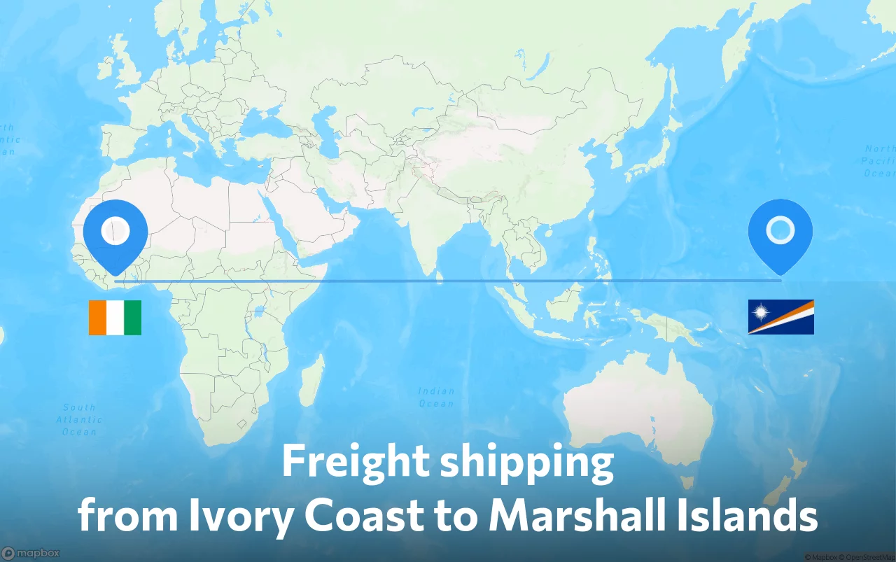Shipping route from Ivory Coast to Marshall Islands
