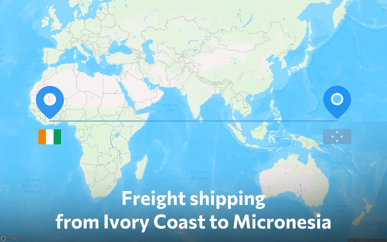 Shipping route from Ivory Coast to Micronesia