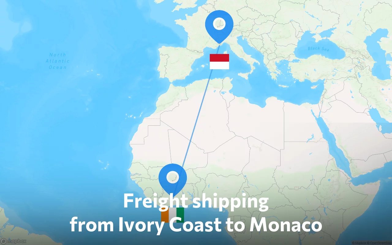 Shipping route from Ivory Coast to Monaco