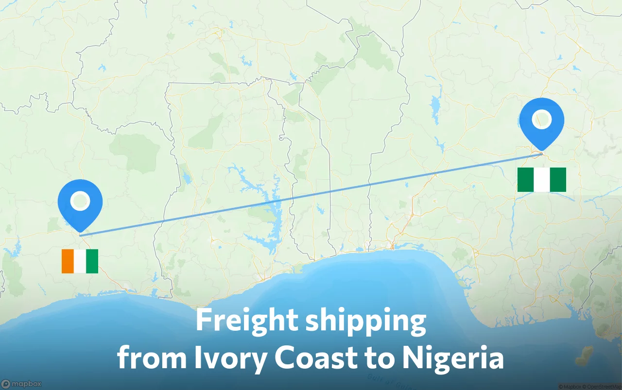Shipping route from Ivory Coast to Nigeria