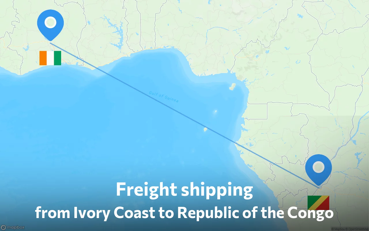 Shipping route from Ivory Coast to Republic of the Congo