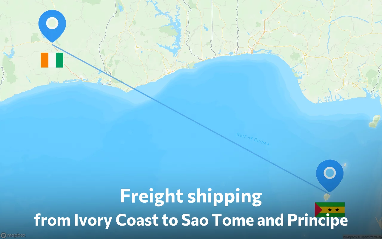 Shipping route from Ivory Coast to Sao Tome and Principe