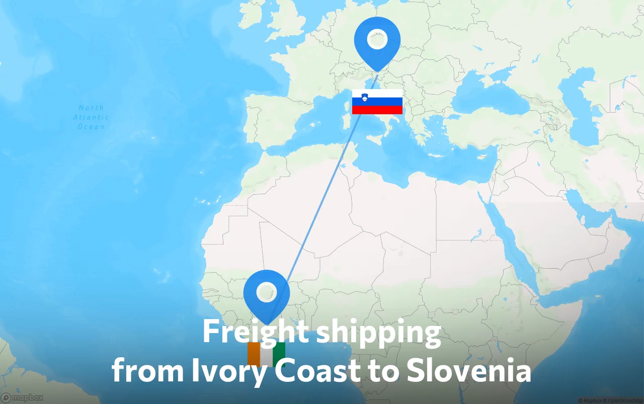 Shipping route from Ivory Coast to Slovenia