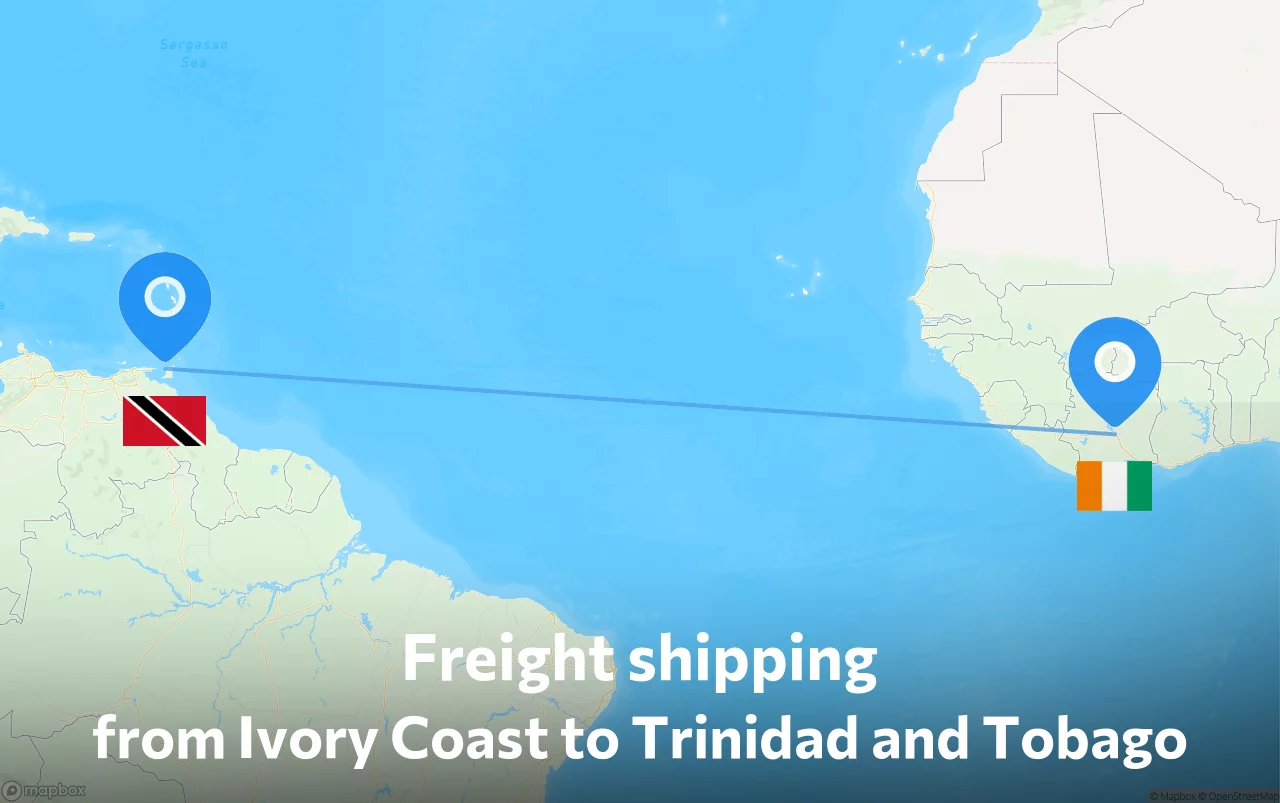 Shipping route from Ivory Coast to Trinidad and Tobago