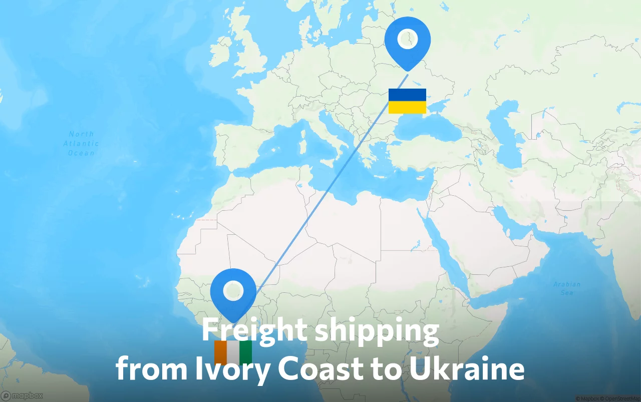 Shipping route from Ivory Coast to Ukraine