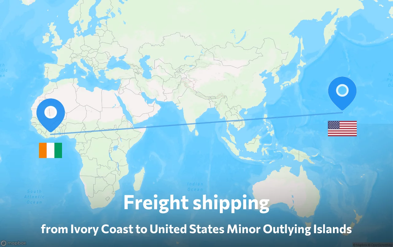 Shipping route from Ivory Coast to United States Minor Outlying Islands