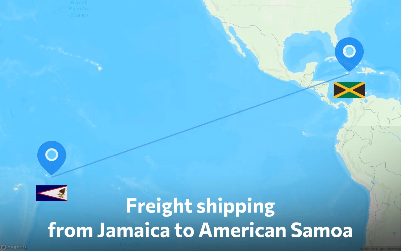 Shipping route from Jamaica to American Samoa