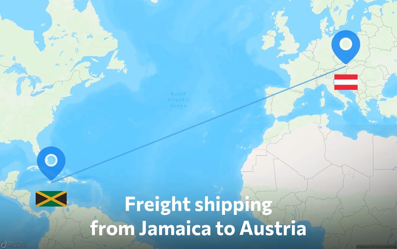 Shipping route from Jamaica to Austria