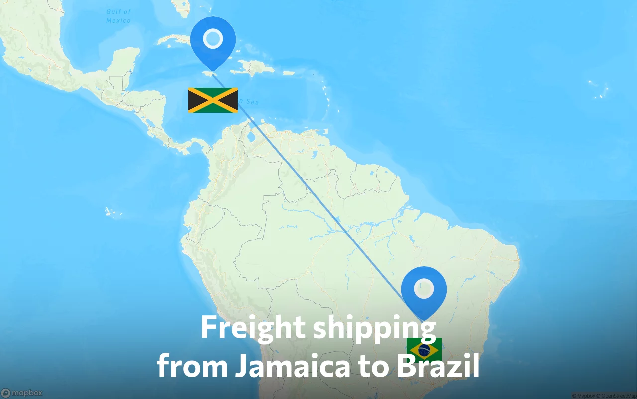 Shipping route from Jamaica to Brazil