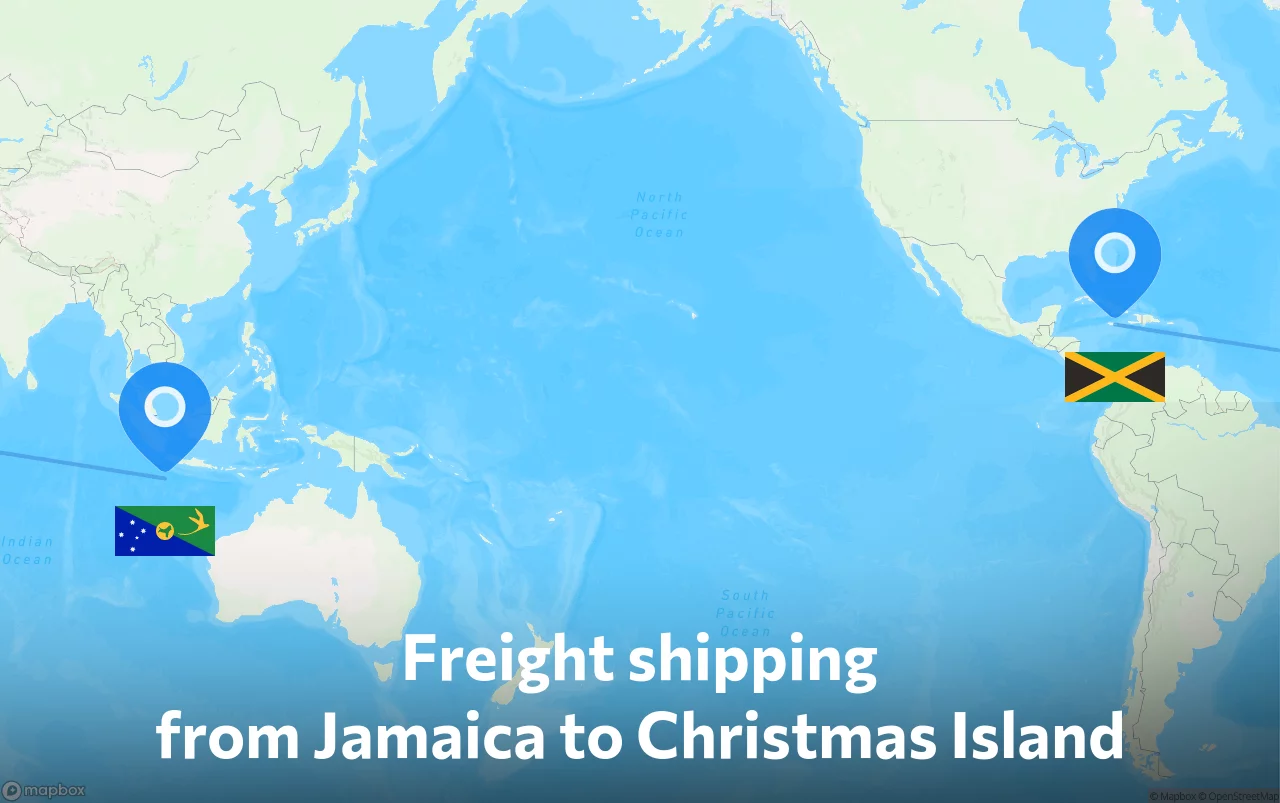 Shipping route from Jamaica to Christmas Island