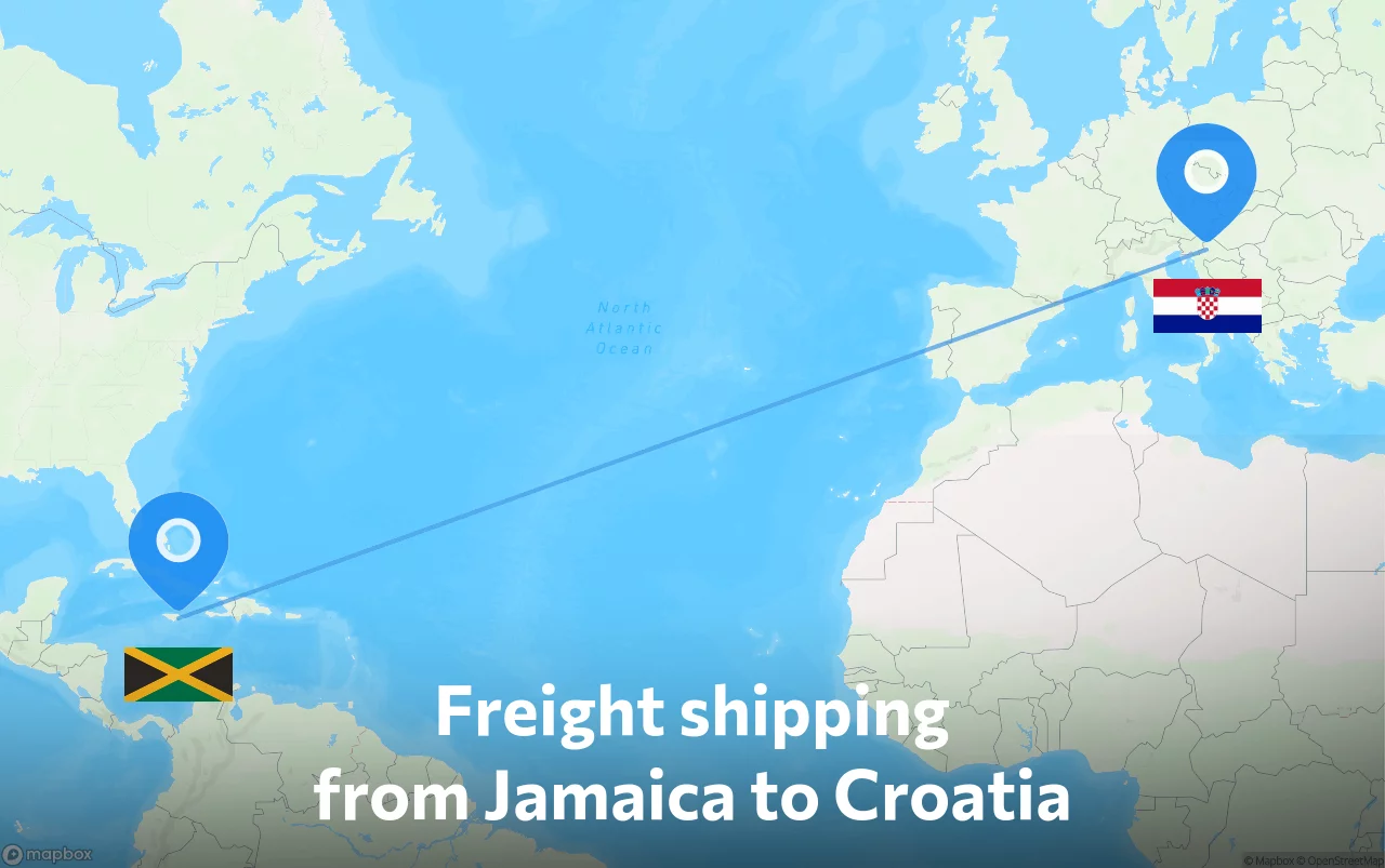 Shipping route from Jamaica to Croatia