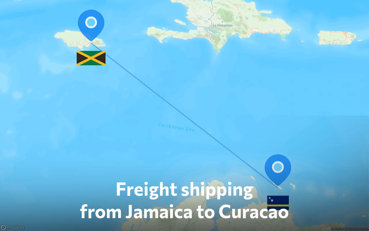 Shipping route from Jamaica to Curacao