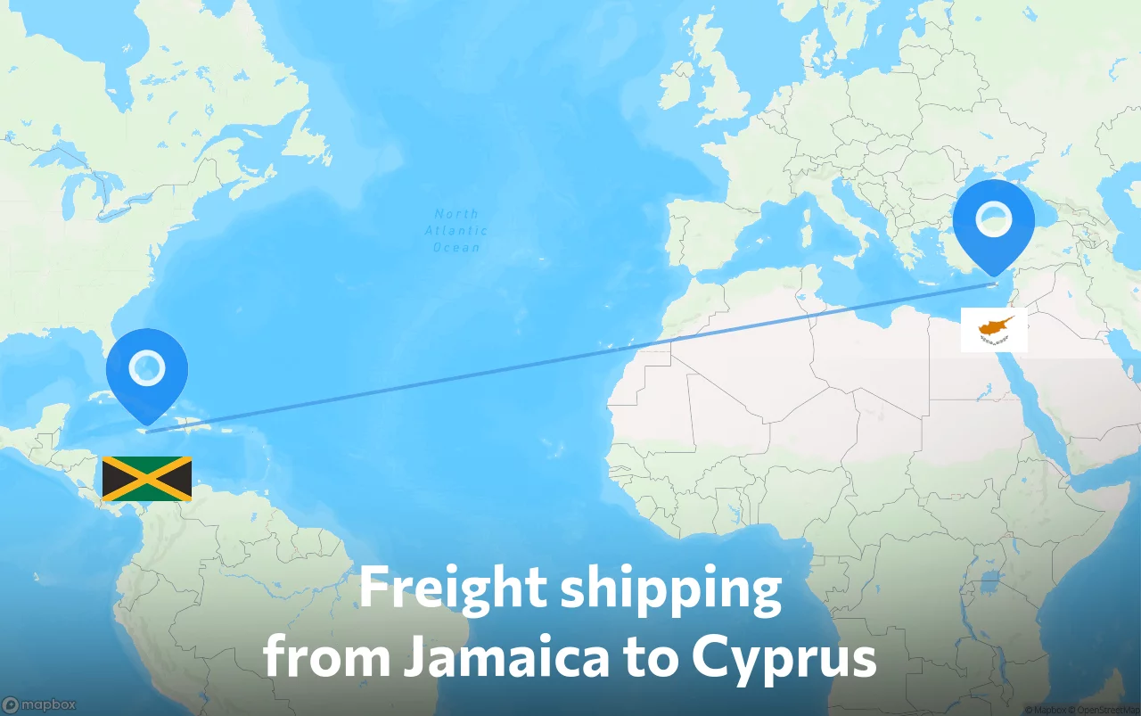 Shipping route from Jamaica to Cyprus