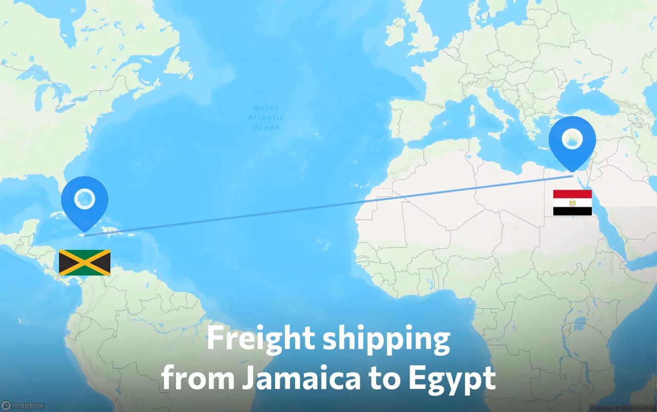Shipping route from Jamaica to Egypt