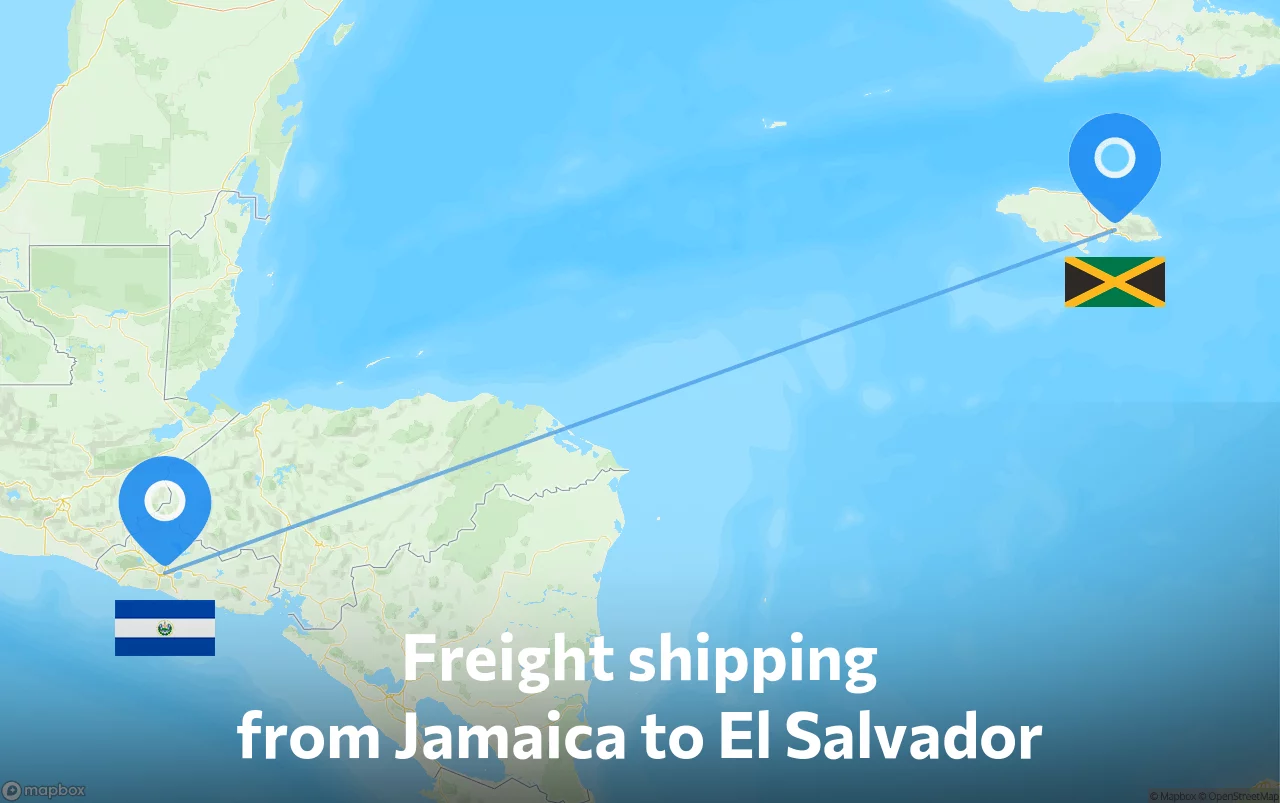 Shipping route from Jamaica to El Salvador