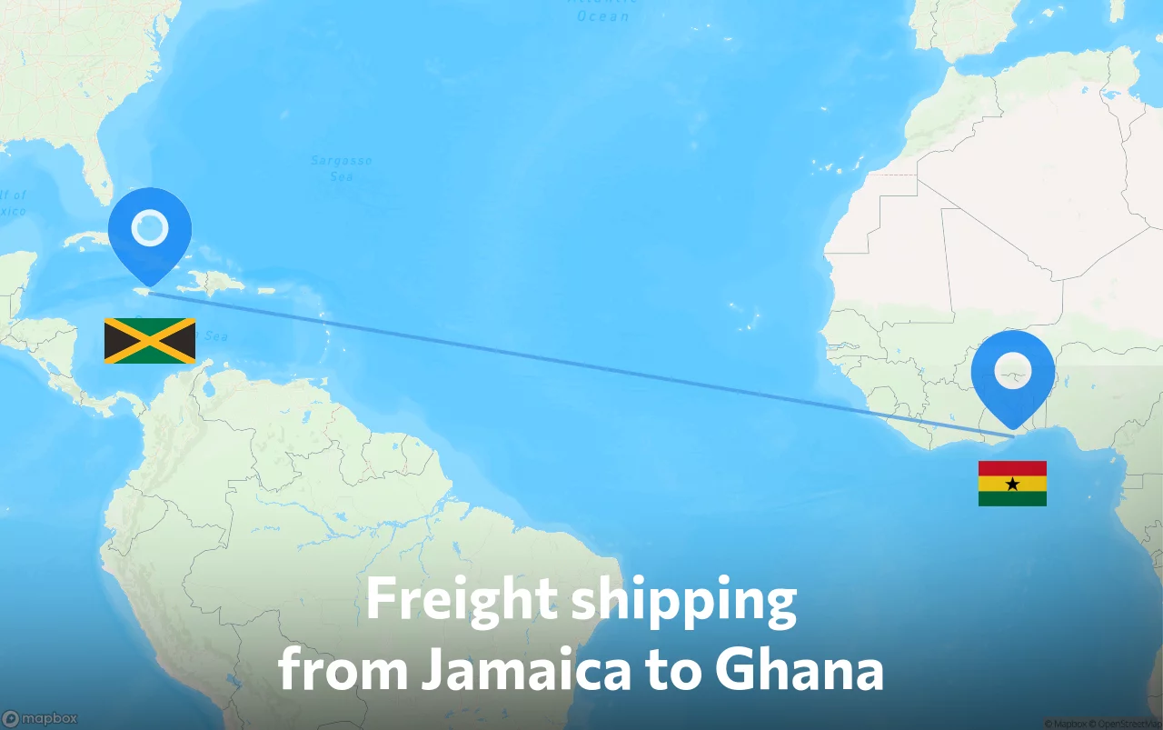 Shipping route from Jamaica to Ghana
