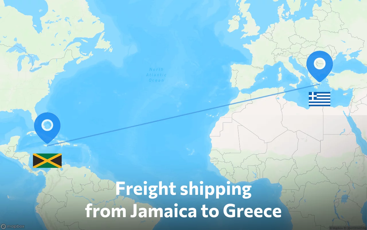Shipping route from Jamaica to Greece