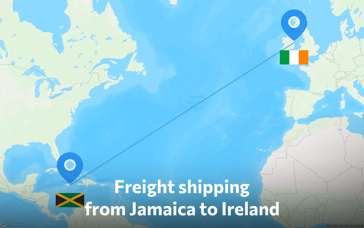 Shipping route from Jamaica to Ireland