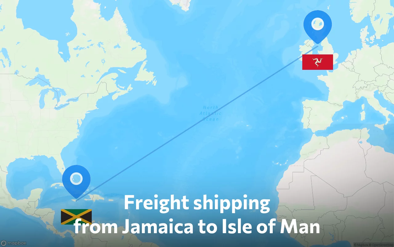 Shipping route from Jamaica to Isle of Man