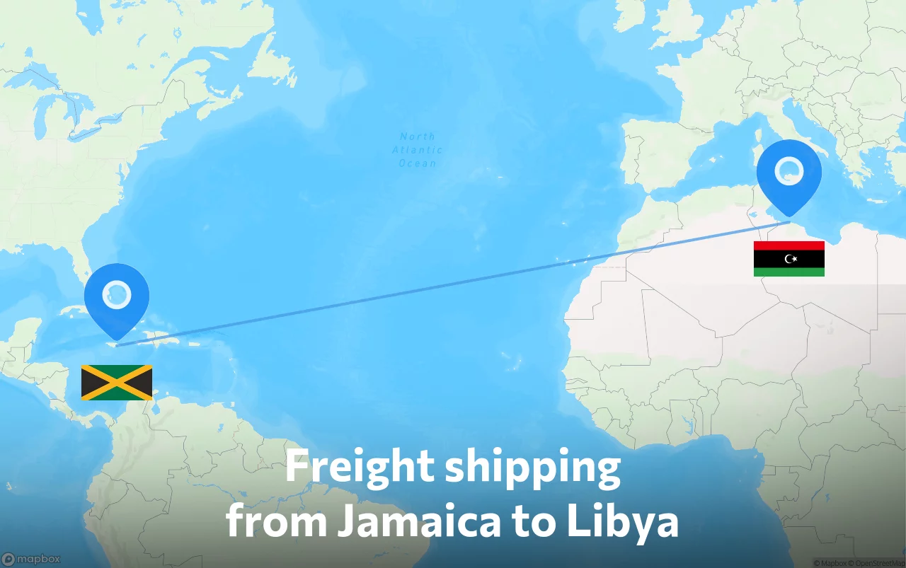 Shipping route from Jamaica to Libya