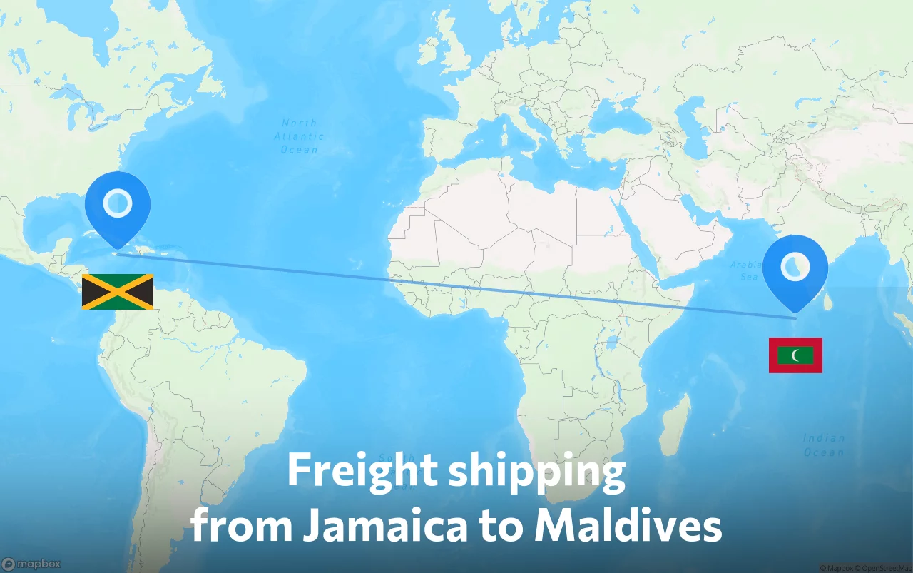 Shipping route from Jamaica to Maldives