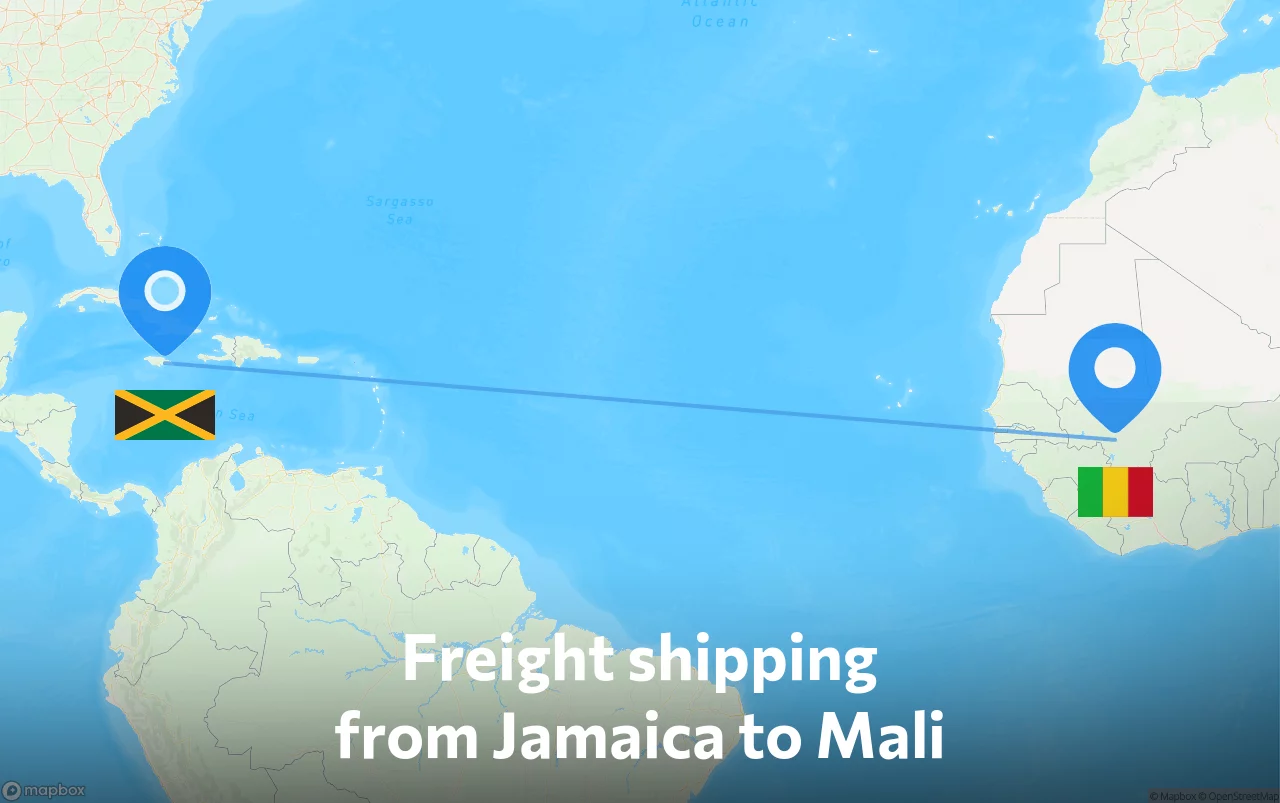 Shipping route from Jamaica to Mali