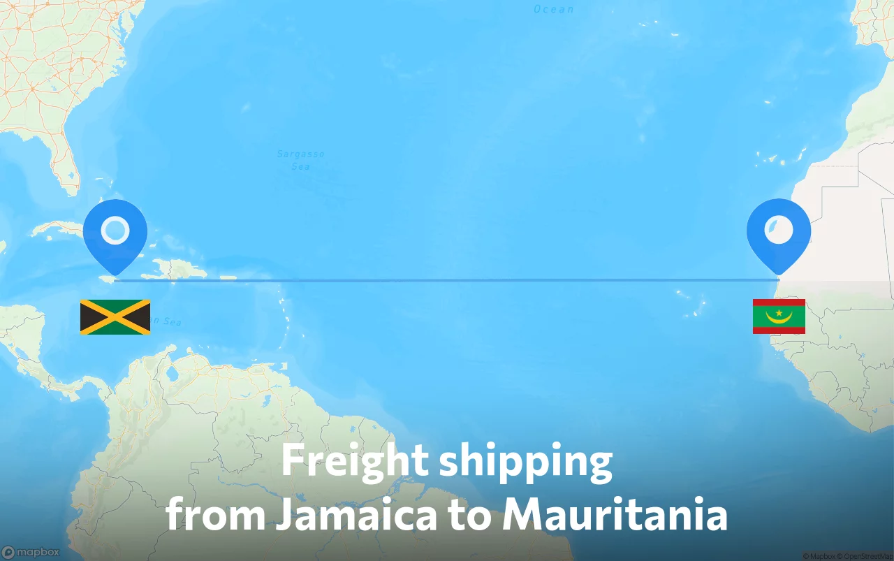Shipping route from Jamaica to Mauritania
