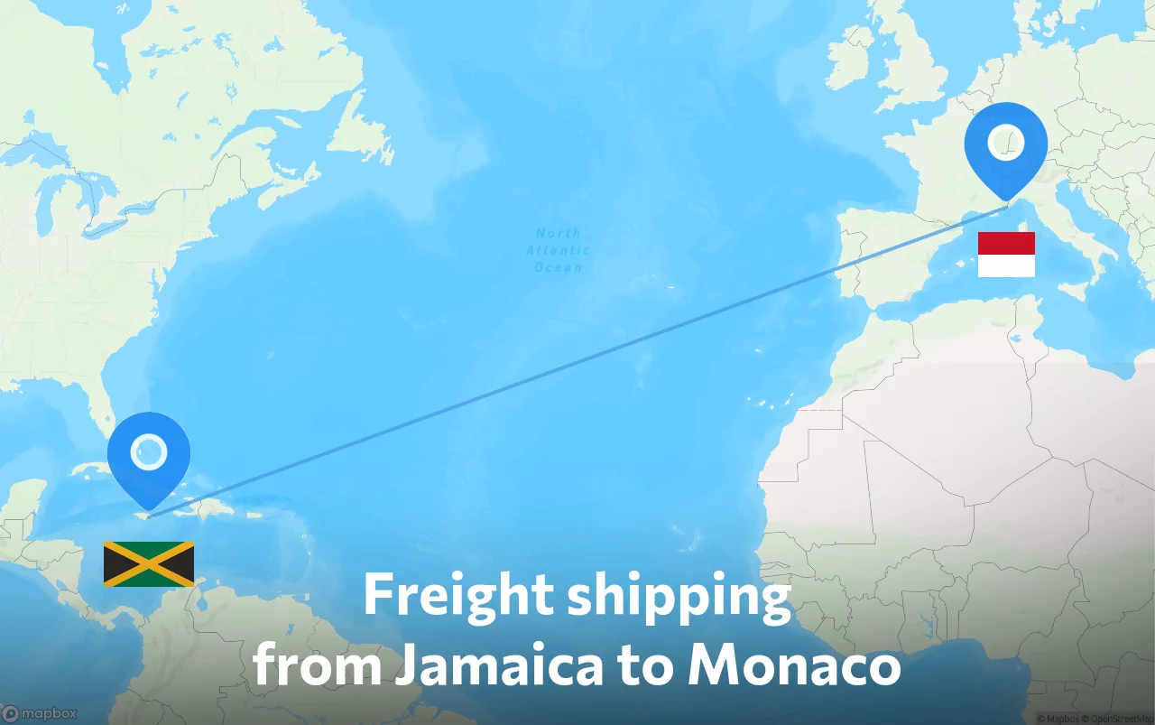 Shipping route from Jamaica to Monaco