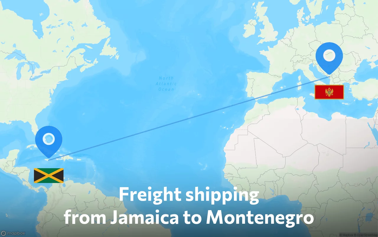 Shipping route from Jamaica to Montenegro