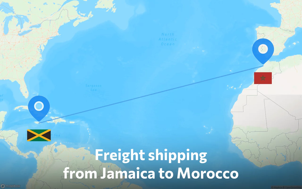 Shipping route from Jamaica to Morocco