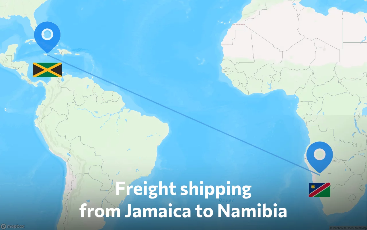 Shipping route from Jamaica to Namibia