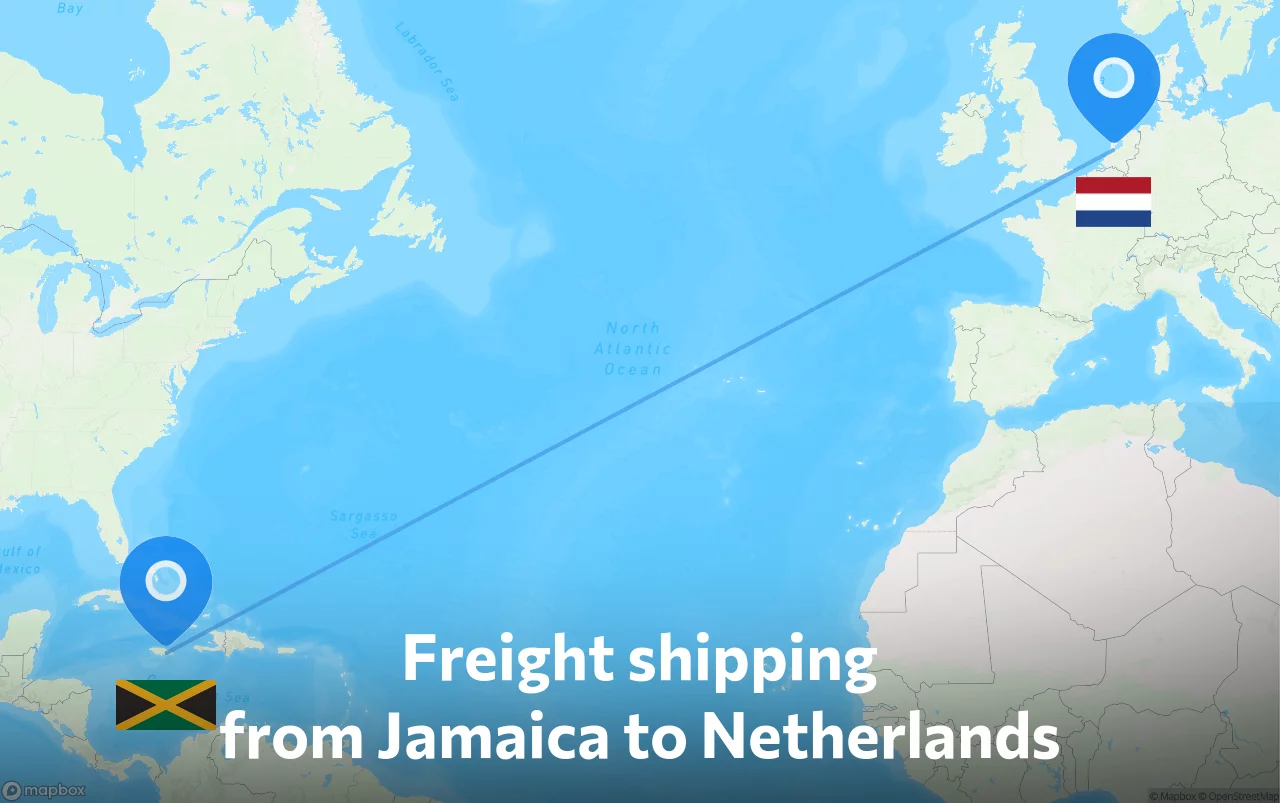 Shipping route from Jamaica to Netherlands