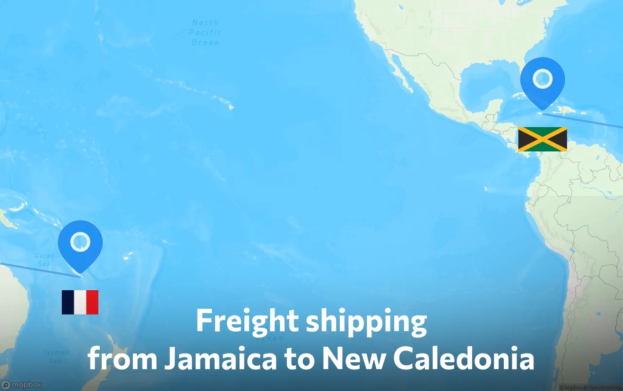 Shipping route from Jamaica to New Caledonia