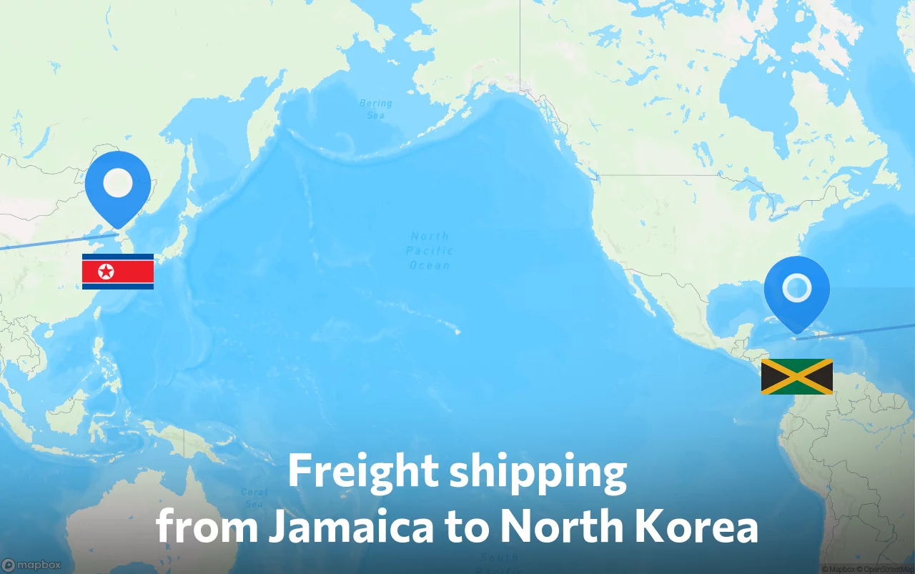 Shipping route from Jamaica to North Korea