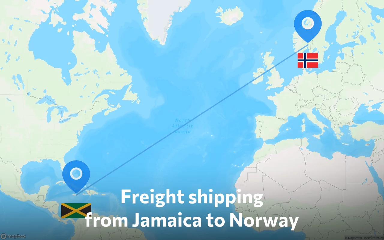 Shipping route from Jamaica to Norway