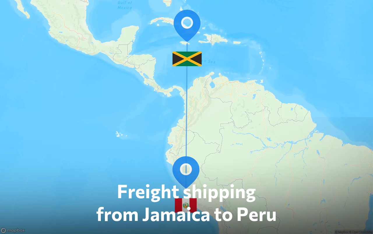 Shipping route from Jamaica to Peru