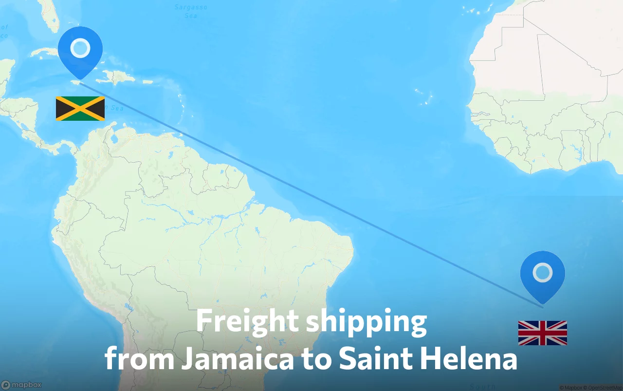 Shipping route from Jamaica to Saint Helena