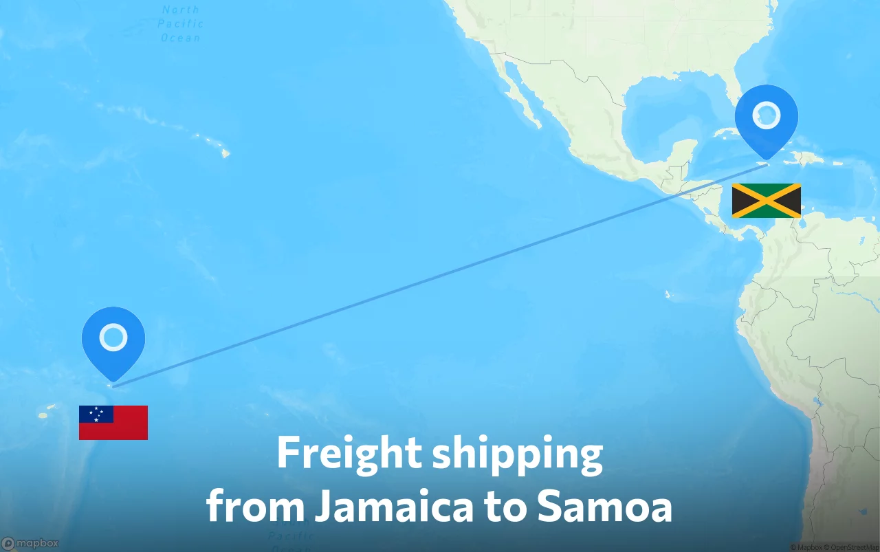 Shipping route from Jamaica to Samoa