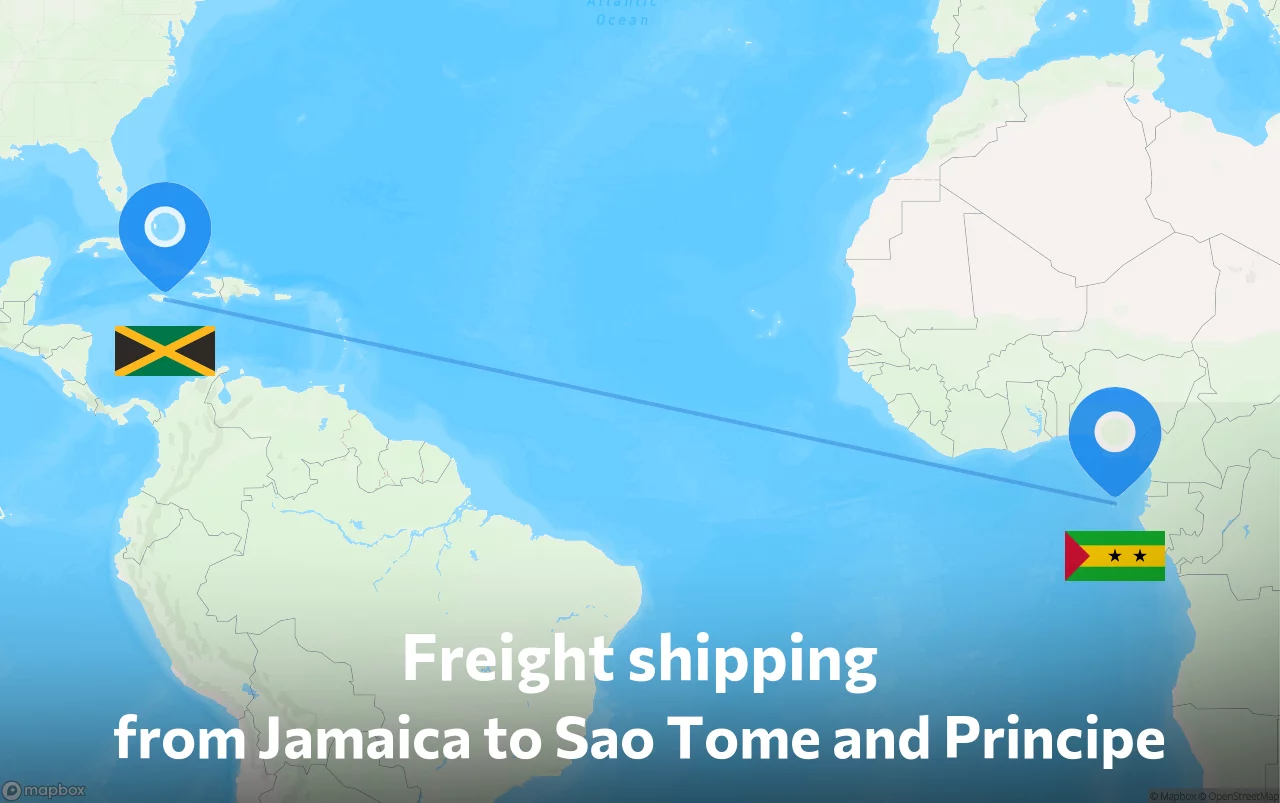 Shipping route from Jamaica to Sao Tome and Principe