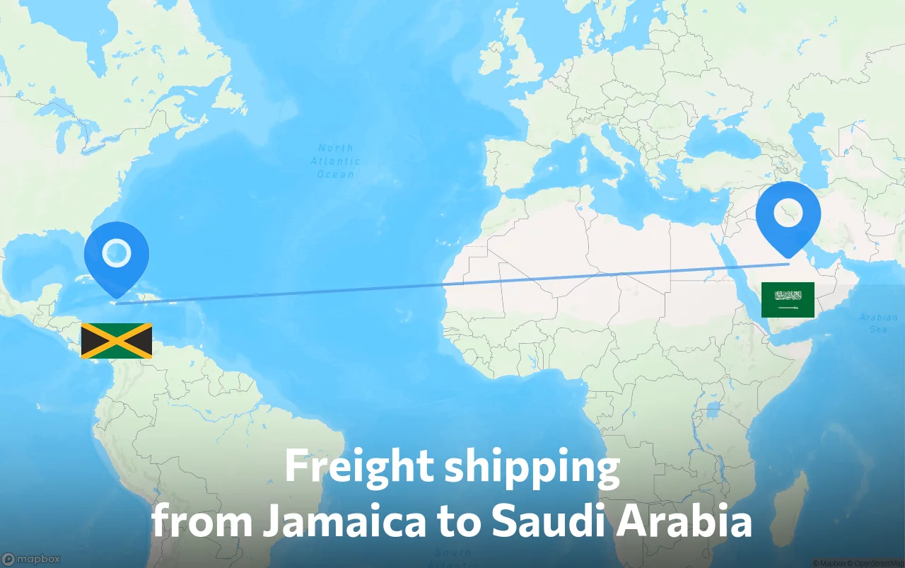 Shipping route from Jamaica to Saudi Arabia
