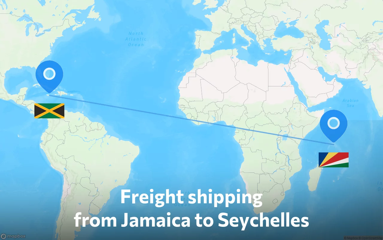 Shipping route from Jamaica to Seychelles
