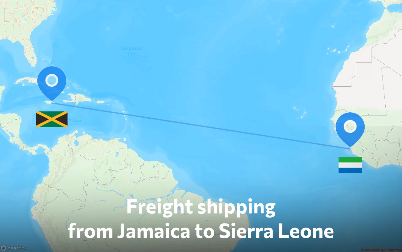 Shipping route from Jamaica to Sierra Leone
