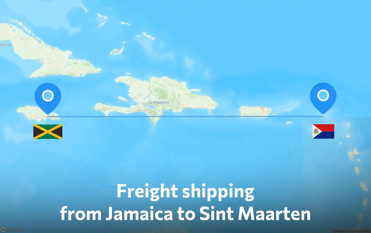 Shipping route from Jamaica to Sint Maarten
