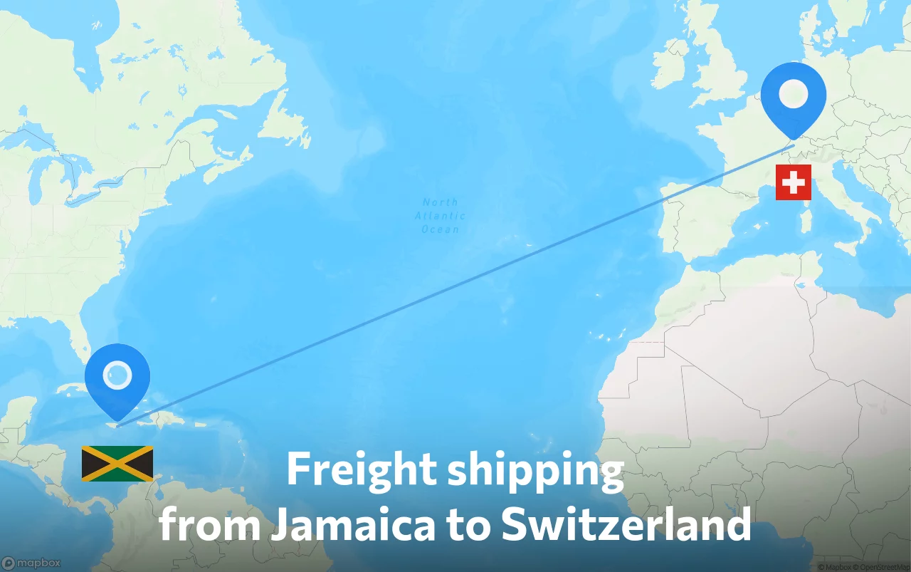 Shipping route from Jamaica to Switzerland
