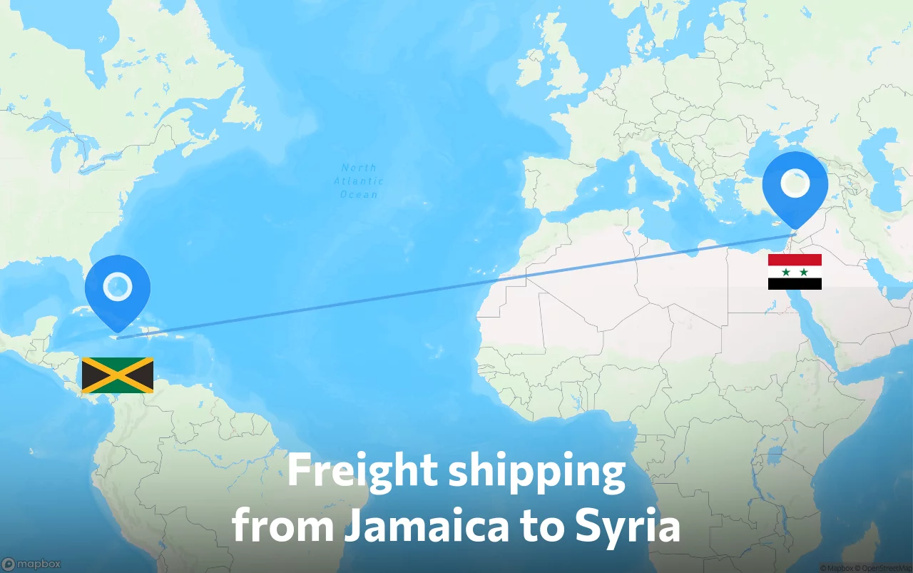 Shipping route from Jamaica to Syria